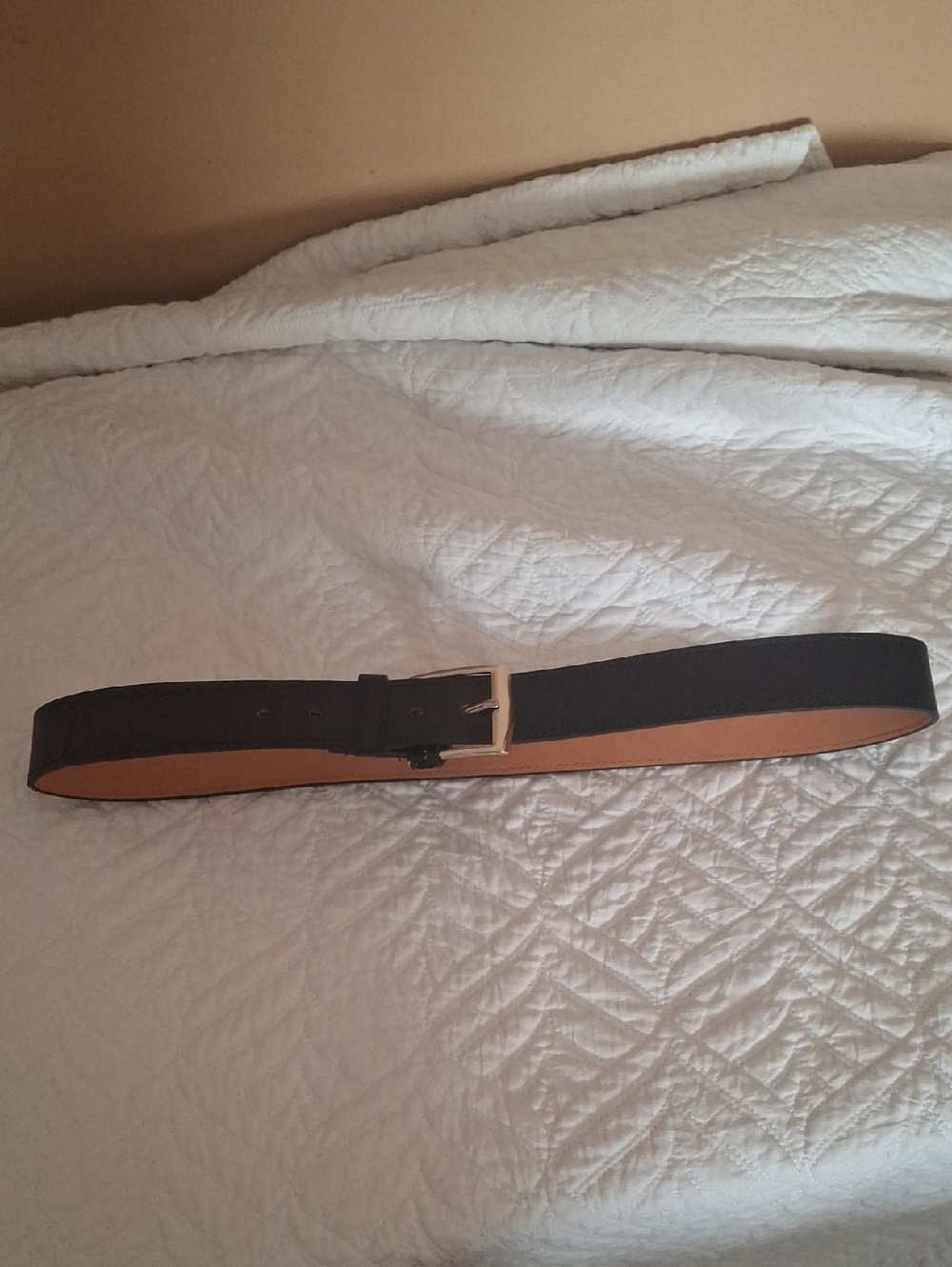 Men's BlackGenuine  Leather Belt with Silver Buckle 38 -40